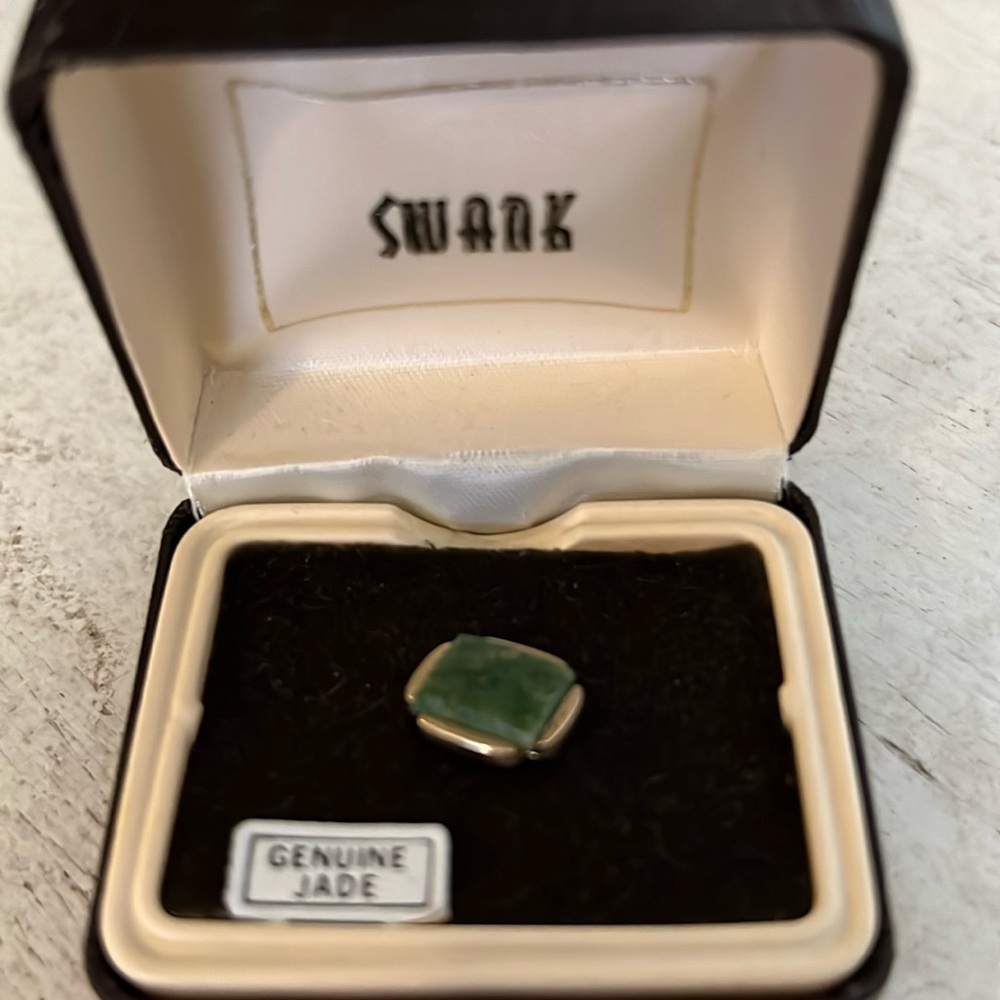 Swank Jade Tie pin in box